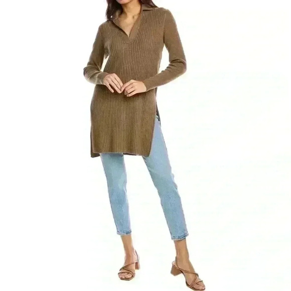 Alex Mill Ribbed Merino Wool Sweater Tunic Size XS Brown Mocha Latte NWOT - Picture 1 of 11